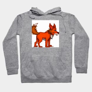 Cute Red Wolf Drawing Hoodie